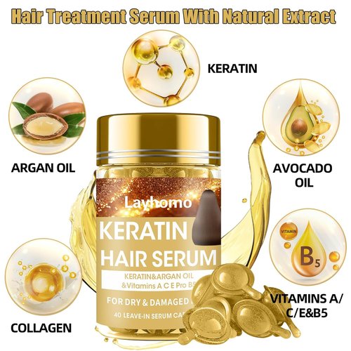 **Skiennix Keratin Hair Treatment Serum - Nourishing Leave-In Oil Capsules for All Hair Types**