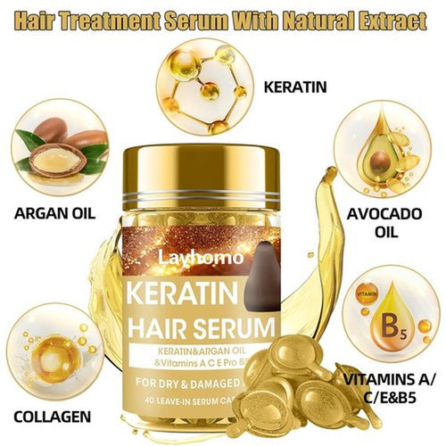 **Skiennix Keratin Hair Treatment Serum - Nourishing Leave-In Oil Capsules for All Hair Types**