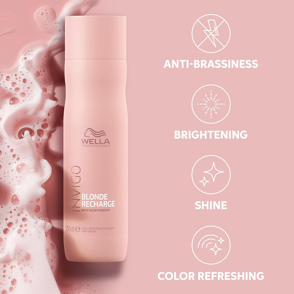 Wella Professionals INVIGO Blonde Recharge Shampoo - Cool Color Enhancer for Radiant Blondes