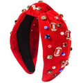 Gosuoa Football Headband for Women, Football Mom Essentials Accessories Pearl Rhinestone Knotted Headband