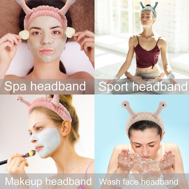 SuPoo Snail Spa Headband and Wristband Set Funny Alien Skincare Headband for Washing Face Puffy Wrist Bands for Women Animal Makeup Head Band Preppy Teen Girl Gifts Trendy Stuff Hair Accessories 9PCS