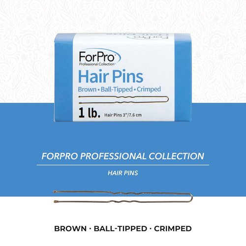 ForPro Professional Collection Hair Pins - 320 Count, Brown, 3" Length, Non-Damaging & Crimped