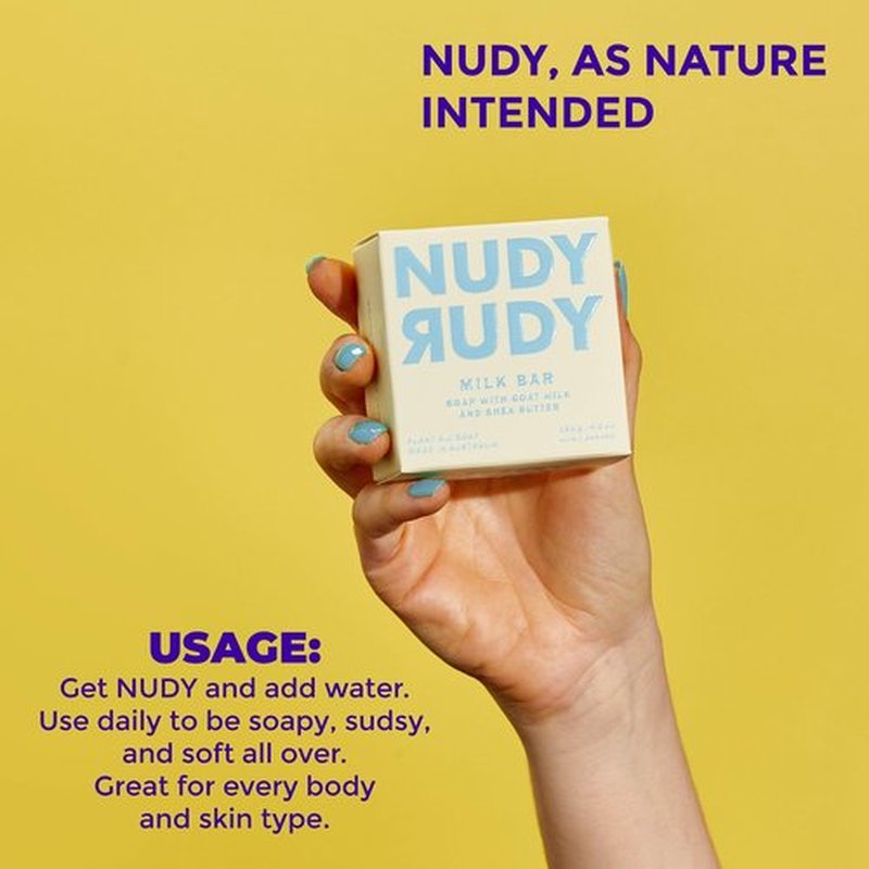 Nudy Rudy Milk Bar, Goat Milk Soap Bar Puck, Made with Organic Shea Butter, Triple Milled Bar, No Harsh Ingredients, All Skin Types, 4.2 oz, Made in Australia