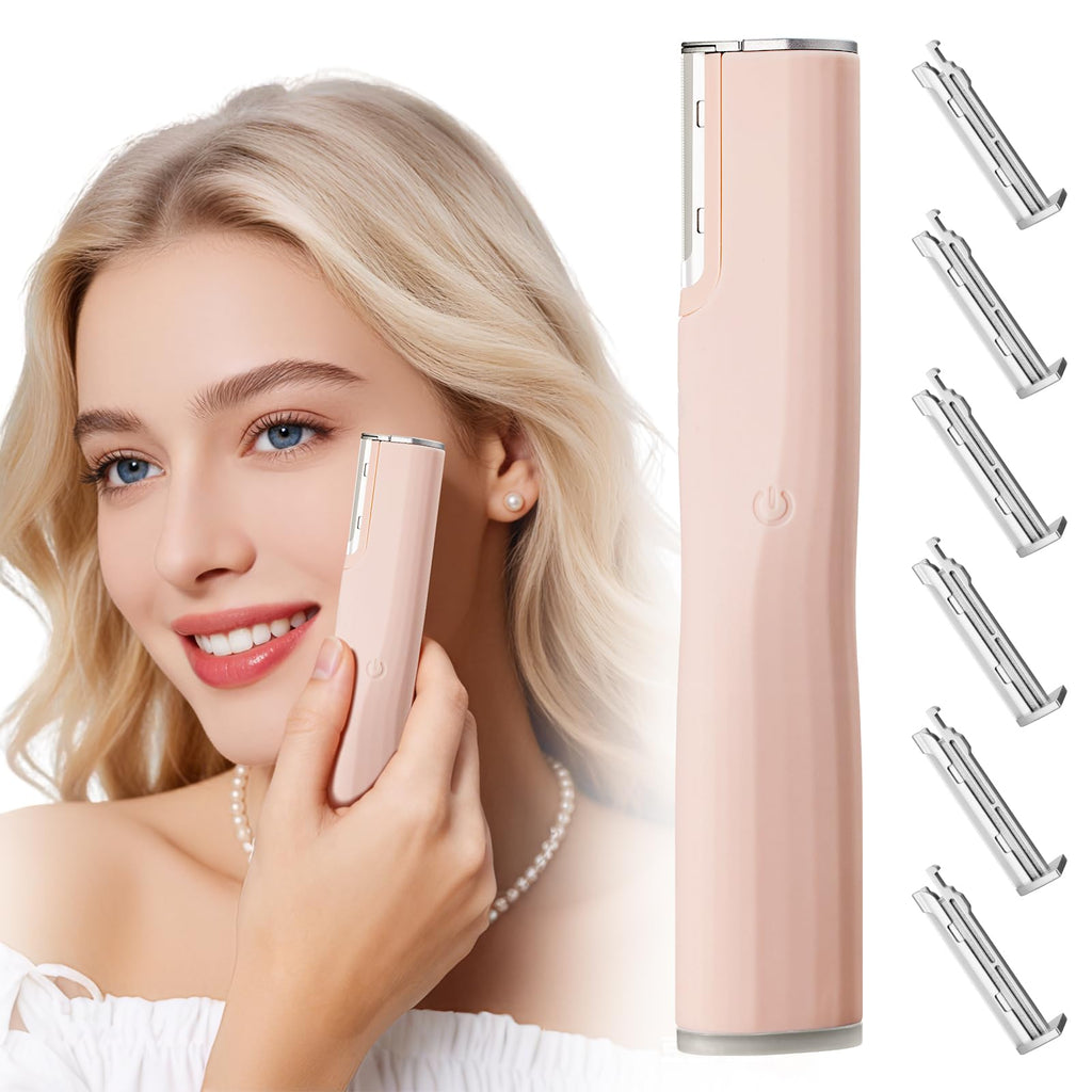 Dermaplane Razor for Women Face with 6 Refill Blades Dermaplaning Tool for Face to Remove Facial Hair & Peach Fuzz Sonic Dermaplaning Tool for Women Facial Hair Shaver Eyebrow Trimmer Razor