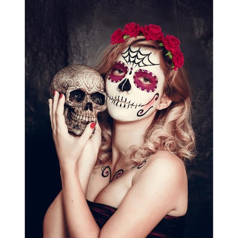 BAHABY Rose Flower Headbands for Women Floral Headband Mexican Flower Crown Headpiece for Halloween, Day of The Dead, Prom