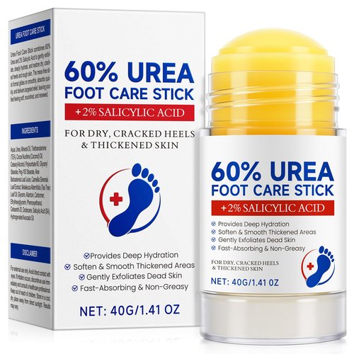 60% Urea with 2% Salicylic Acid Foot Care Stick, Maximum Strength Urea Foot Cream Callus Remover for Dry Cracked Heels, Hands, Knees, Exfoliating Moisturizer, Dead Skin Remover Foot Balm 1.41oz