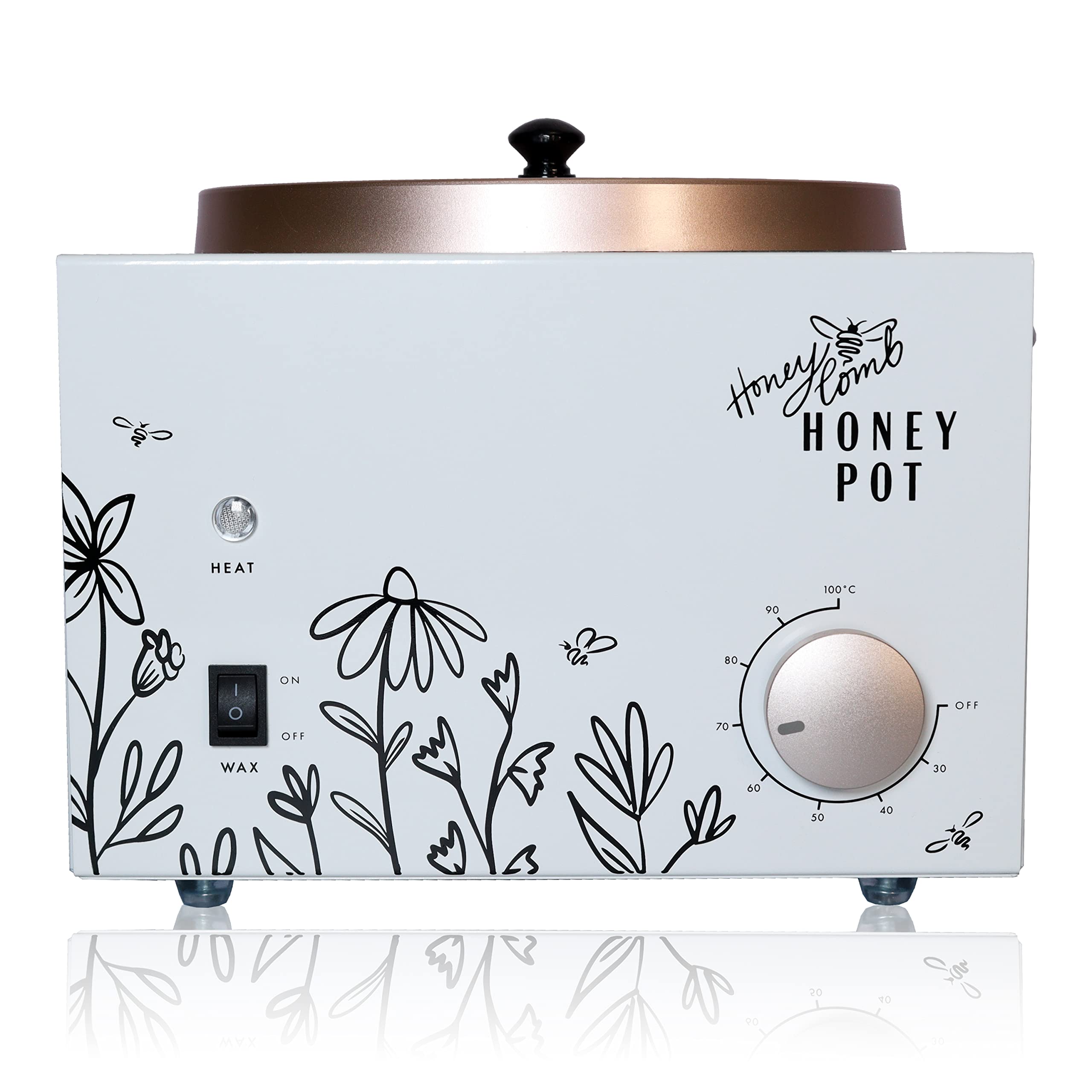 Honeycomb Wax Co Large Honey Pot - Wax Warmer for Hair Removal, 7 lbs, Salon Quality for Professionals, Adjustable Temperature. For Professional Estheticians & Home Salon (7lb (Pack of 1)