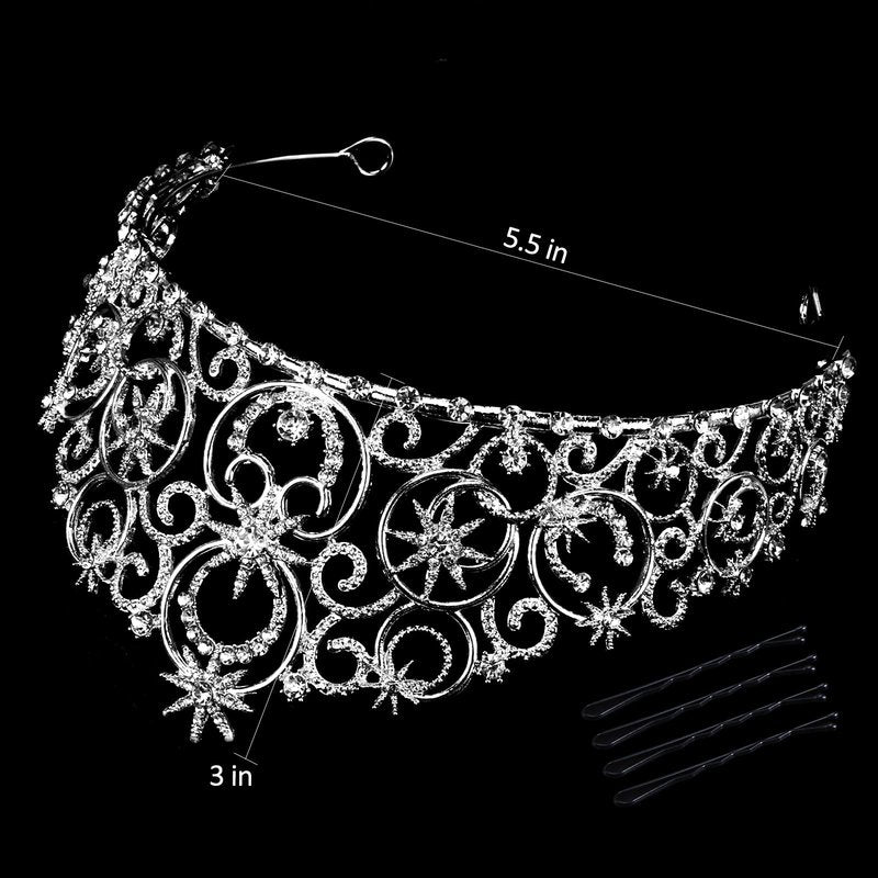 Vovii Glinda Sliver Crown for Women, Princess Crystal Tiara Bubble Crown for Birthday Prom Halloween Costume Accessories Wedding