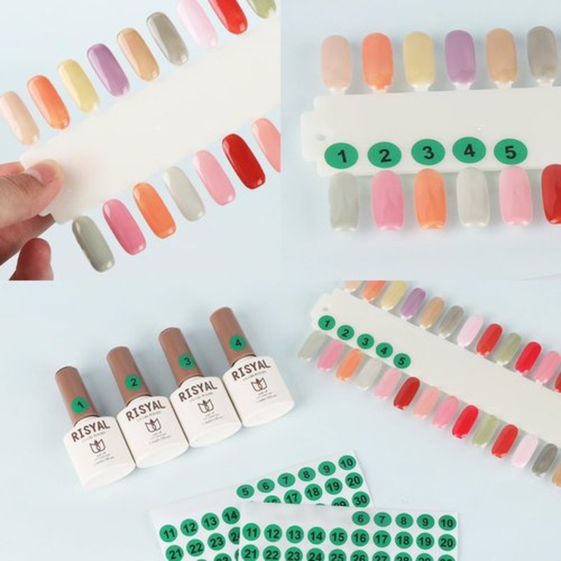 Tbestmax 3 Sets 216 Tips Nail Color Swatch, Double Layer Tips Clear Nail Color Display Palette Paint Practice Chart Swatches