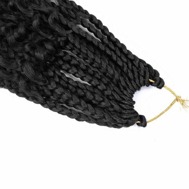 8 Packs Bohemian Box Braid Hair Crochet Box Braids with Curly Ends 12 Inch Goddess Box Braids Crochet Hair for Women Boho Braids (1B, 12 inch 8 pack)