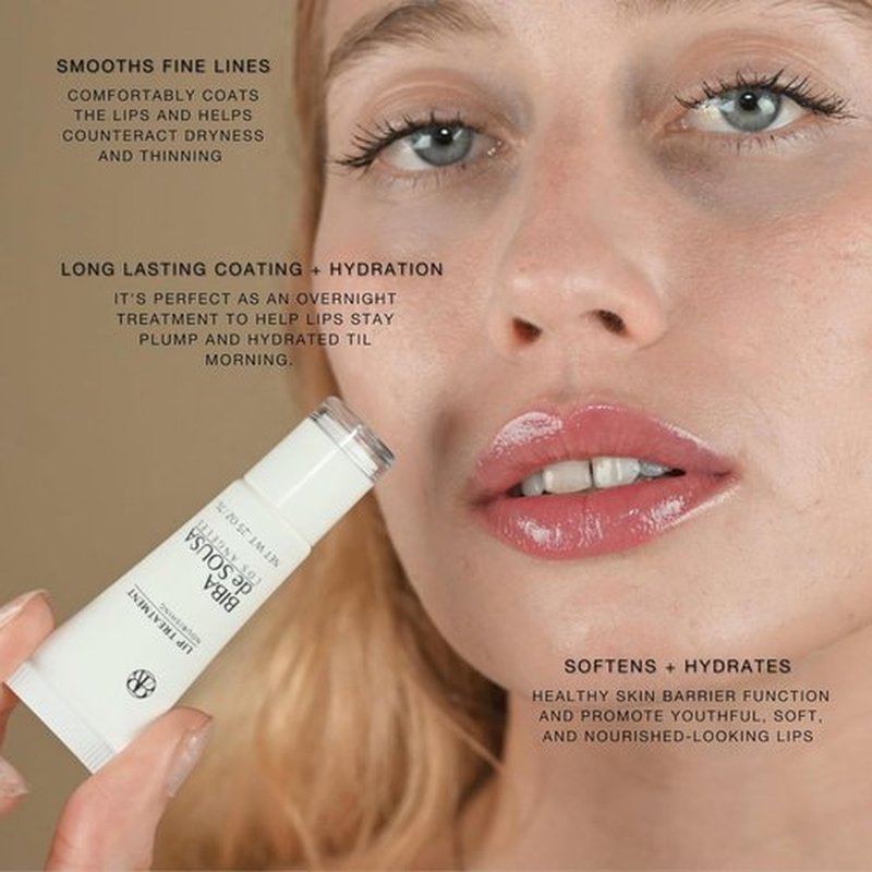 Biba De Sousa Lip Treatment - Moisturizing Balm with Peptides & Squalane for Dry Lips | 0.25 oz Clear