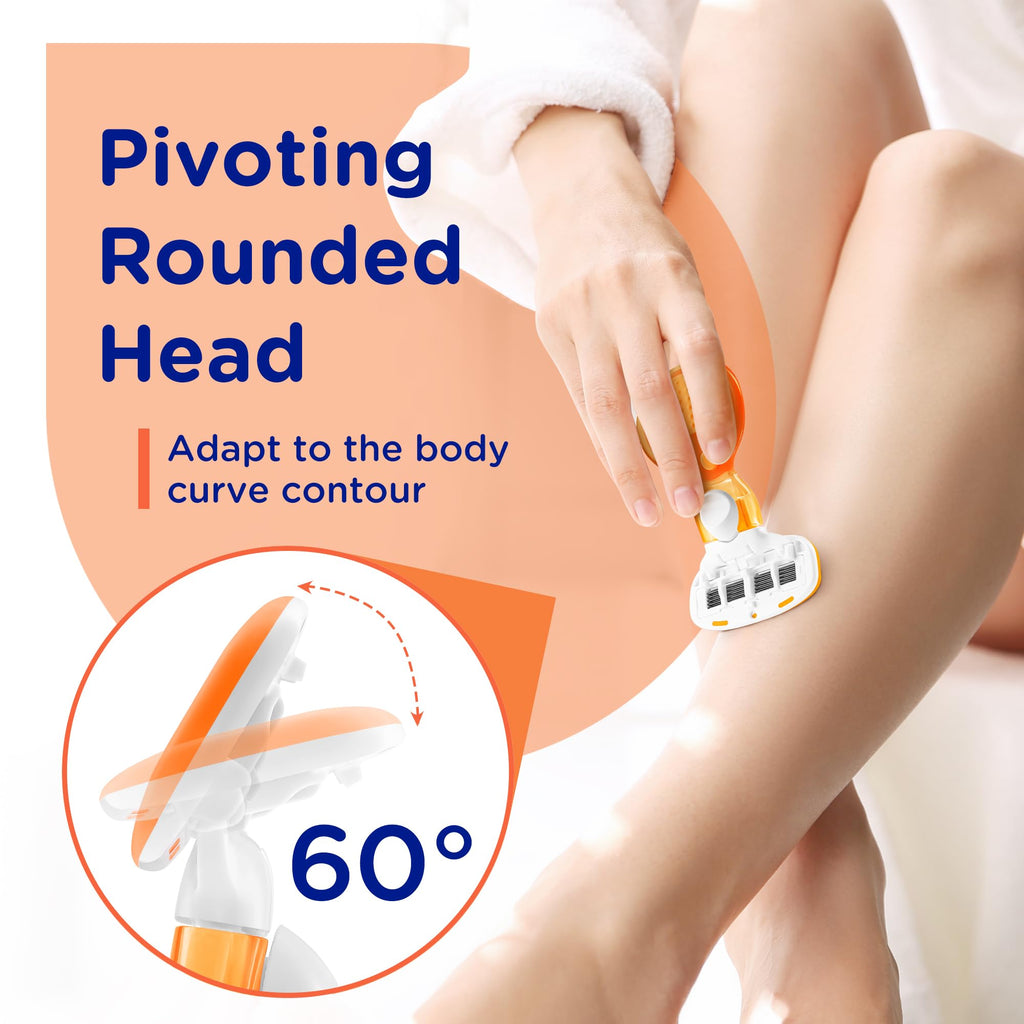 DreamGenius Women’s Razor Blades Refills Include 4 Cartridges, Orange