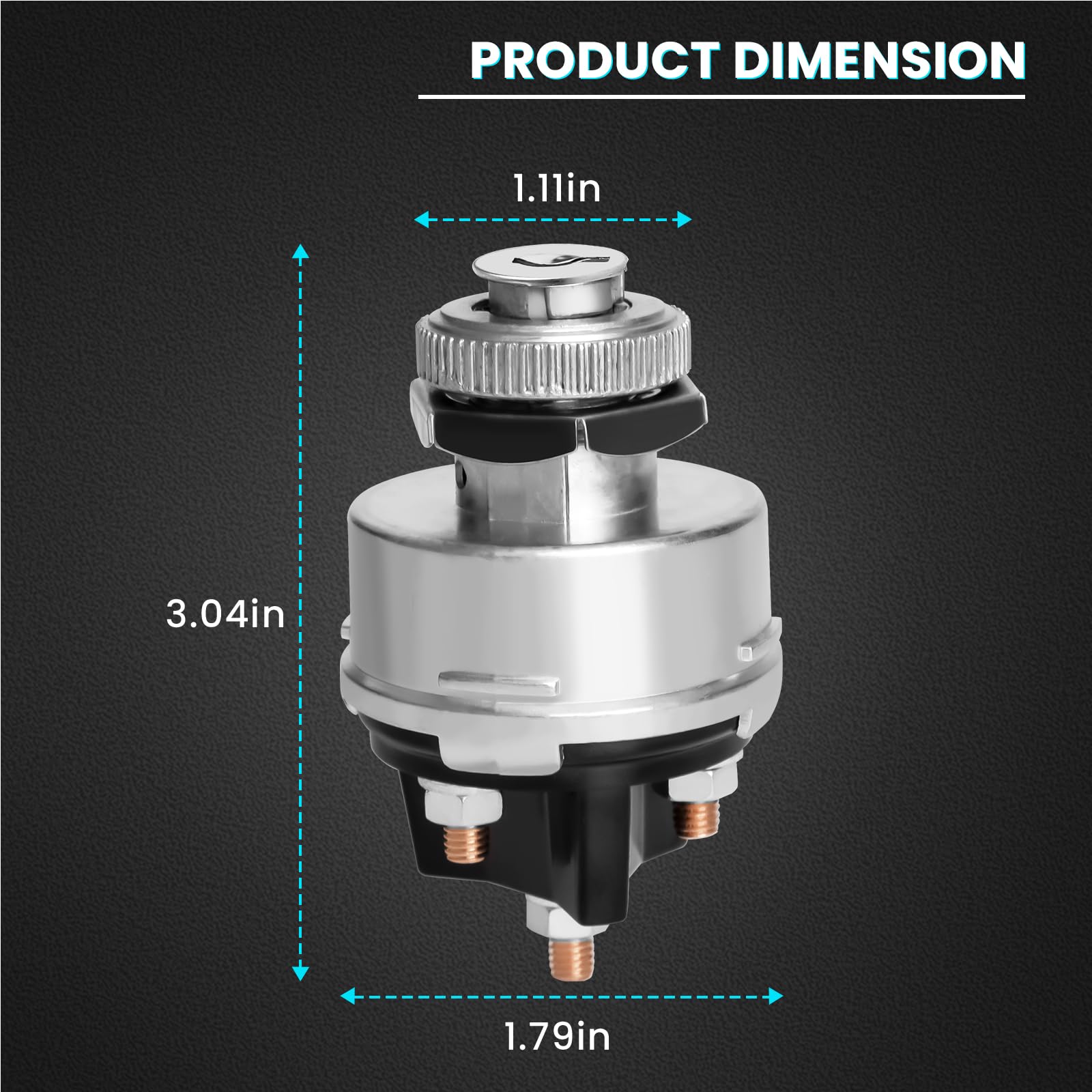 Bularie Ignition Switch with Key, 4-Position Universal Ignition Key Switch 12V for Car, Truck, Tractor, Trailer, Forklift, Universal Starter Ignition Switch, Acc/Off/IGN/Start