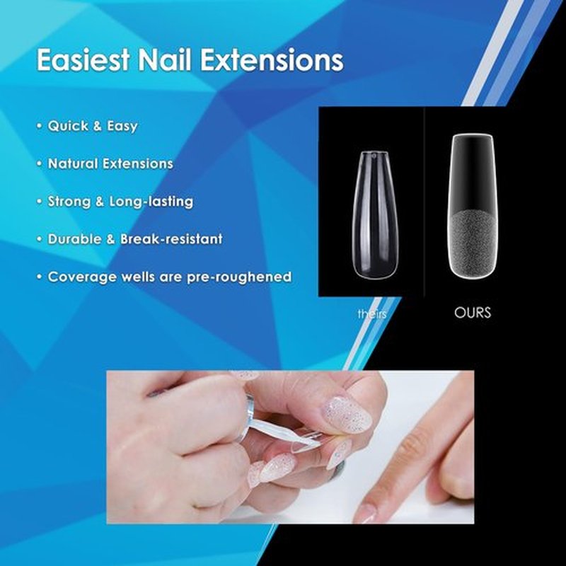 Soft Gel Tips Ultra Clear Pre-Roughened 550 pcs (Medium Almondletto)