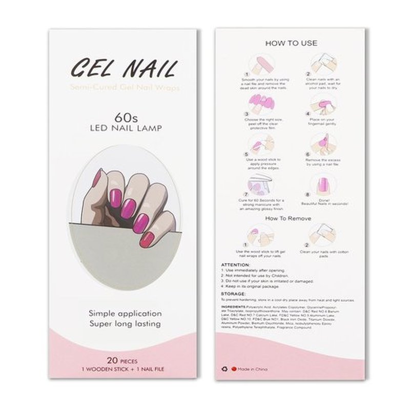 JMEOWIO Gel Nail Stickers Red Glitter Semi Cured Gel Nail Strips Wraps UV/LED Nails Art Design Decoration Accessories