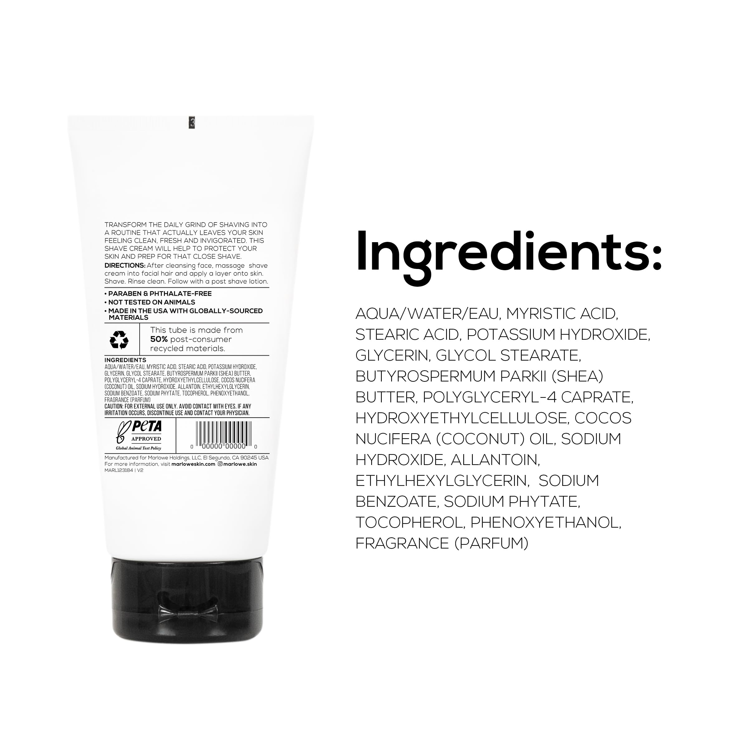 MARLOWE. No. 142 Men's Shave Gel 6 Oz | Protects Skin from Irritation & Razor Burn | Hydrates & Lubricates Better than Foam | Sensitive Skin Approved