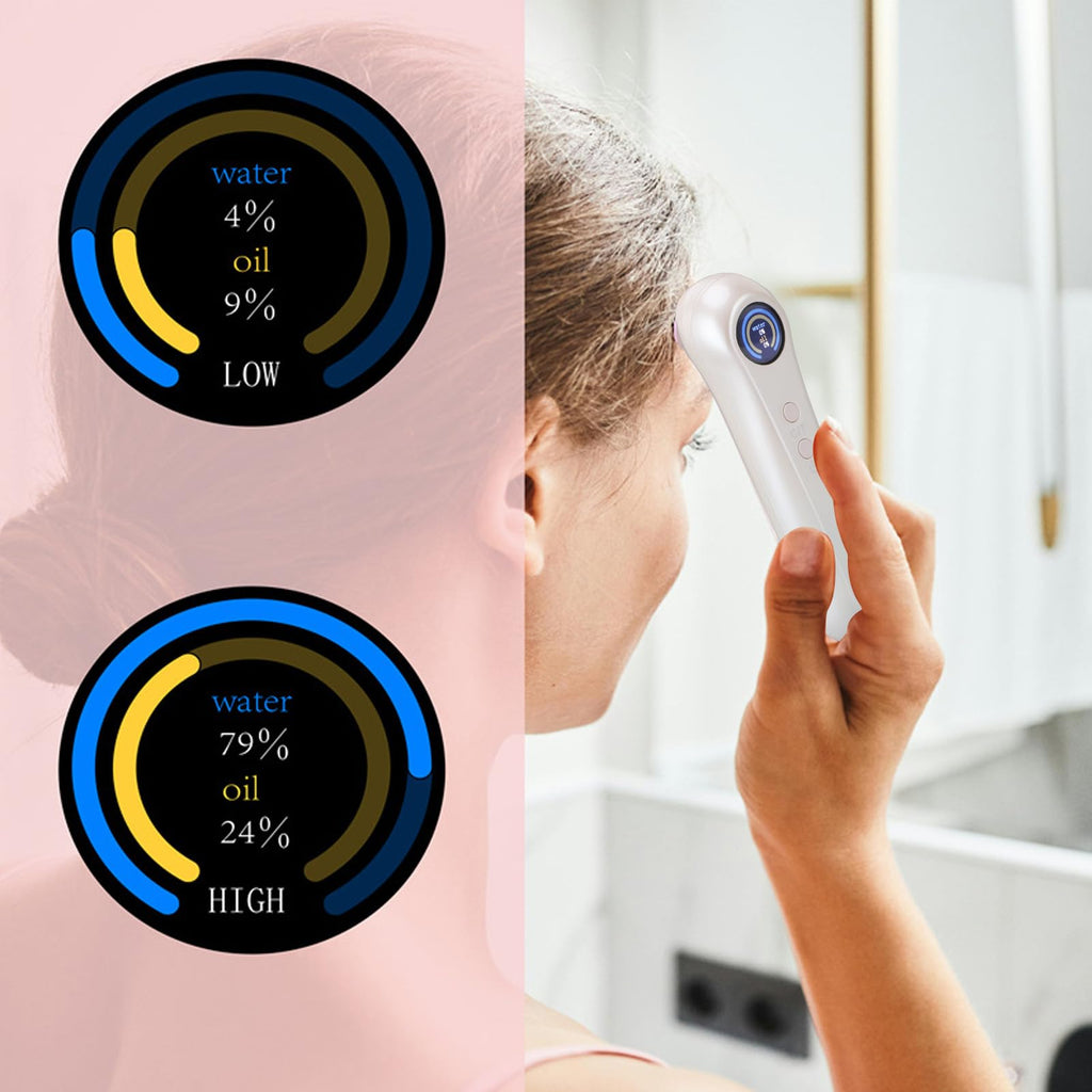 Hydration Tester, Digital Skin Analyzer Automatic Skin Water Oil Tester with LCD Display High Accuracy Integrated Water Oil Sensor Monitor for Home, Beauty Salon, Laboratory