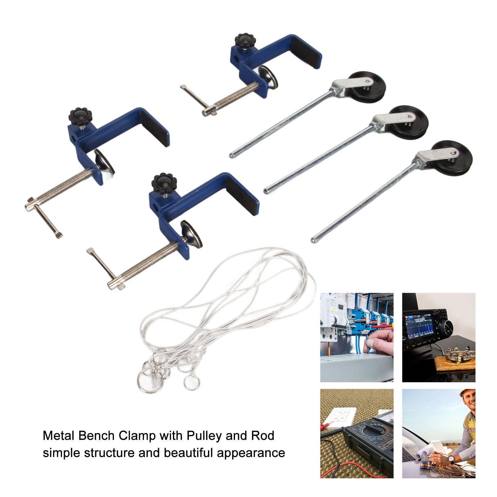 Laboratory Bench Clamp, Reinforced Bench Clamp with Pulley Simple Structure Multipurpose Table Mount Clamp for School Education Science Experiment Tools Teacher Supply