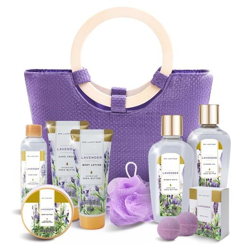 Spa Luxetique Bath Sets for Women Gifts - 10 Pcs Lavender Spa Kit, Self Care Kit for Her, Birthday, Anniversary, Holiday, Mother's Day Gifts for Her, Mother, Girlfriends, Wife