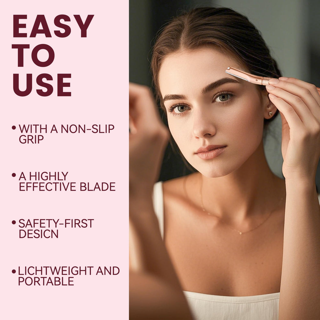 Derloyo Dermaplane Razor for Women Face, 12 Refill Blades, Rose Gold