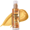 AbluFirst Shimmer Body Oil Summer Body Glitter Moisturizing Light Shimmer Glow Non-Sticky Summer Body Luminizer and Illuminator Smooth (2.8 Fl Oz (Pack of 1), Gold)
