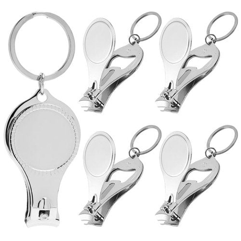 Pineraap 5 Pieces Nail Clippers for Men and Women, Stainless Steel Nail Clipper Cutter with Bottle Opener and Keychain, Portable Fingernail Toenail Clippers, Multifunctional Nail Trimmer Manicure Tool