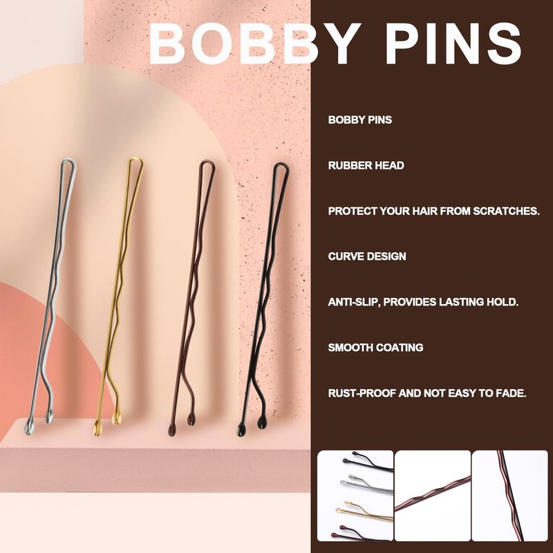 YGDZ Bobby Pins Set, Hair Pins, Hair Clips Kit, 2Inch Bobby Pins Brown Hair, Black, Blonde Hair, U Shaped Hair Pins for Buns, French Pins, Snap Hair Clips, Hair Barrettes, Hair Accessories for Women