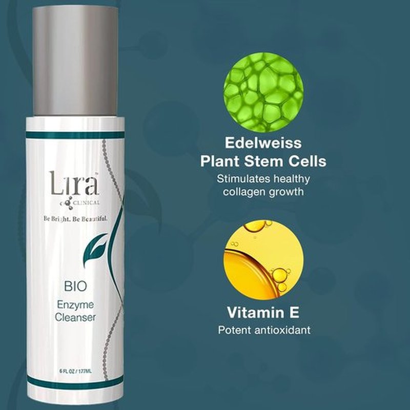 Lira Clinical BIO Enzyme Cleanser - Papaya Gel Face Wash for Sensitive Skin | Hydrating Exfoliating Cleanser - 6 Oz