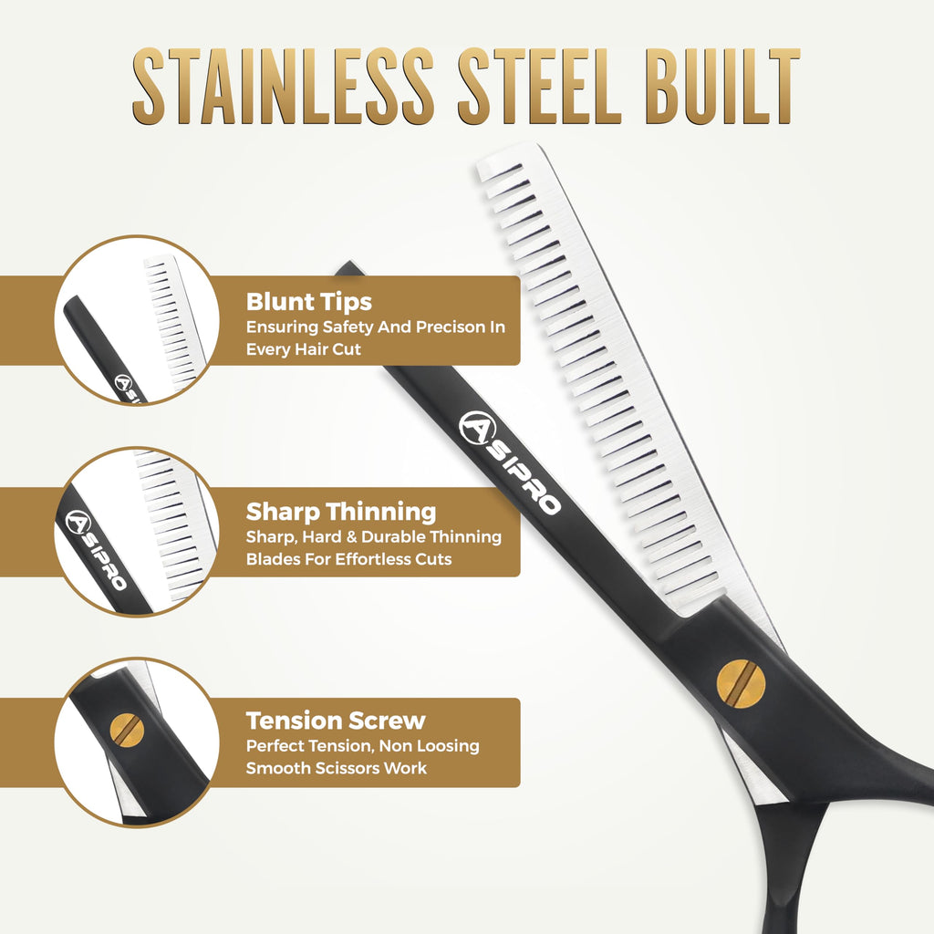 ASIPRO Thinning Shears for Hair Cutting 6.5” Hair Thinning Scissors Professional Blending Shears Texturizing Scissors for Hair Thinning Shears for Women & Men Texturizing Shears for Hair Cutting