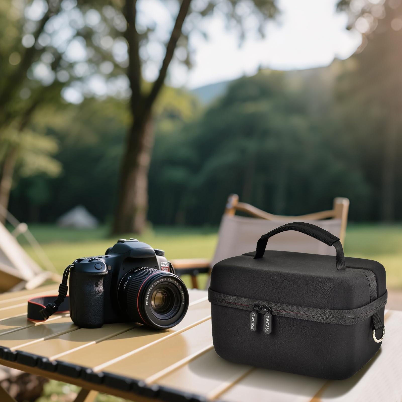 GWCASE Shockproof Lightweight Crossbody Bag for Canon T7/R50/R50V/R100 Mark II/R10/R5/R6 - Exact Fit EVA Case Holds Camera + SD Card, Battery & Charging Gear, L-Box Only