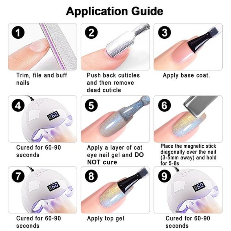 RARJSM Blue Aurora Cat Eye Gel Nail Polish Holographic Rainbow Laser Iridescent Glitter Sparkle Cat Eye Gel Polish with Magnet Stick Soak off UV LED Curing Requires Home Salon Diy Nail Art
