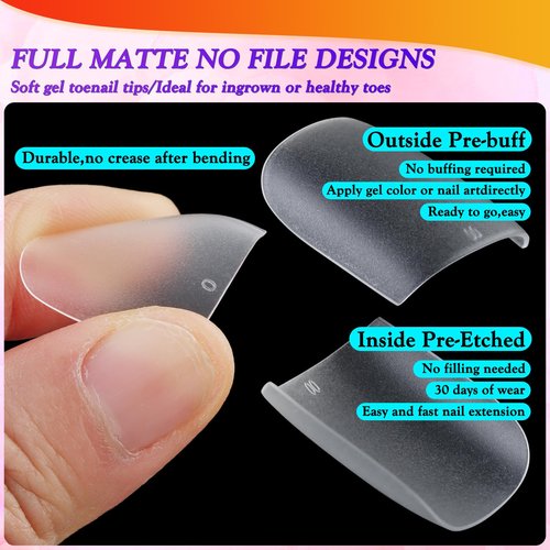 Long Square Toe Nail Tips for Wide Nail Beds, Matte Pre-shaped Full Cover False Toenails Gel Tips Press on Nails, Summer Toe Tips for Soak off Gel Extension at Home DIY(300PCS 15SIZE)