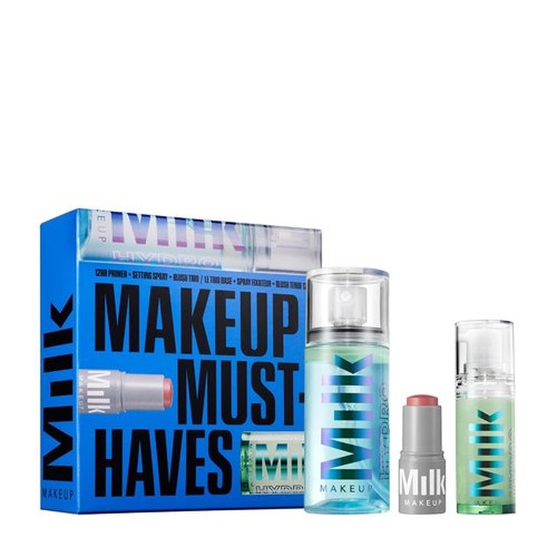 Milk Makeup Mini Must-Haves Set | Hydrating Face Primer, Setting Spray & Cream Blush in Werk (Dusty Rose)