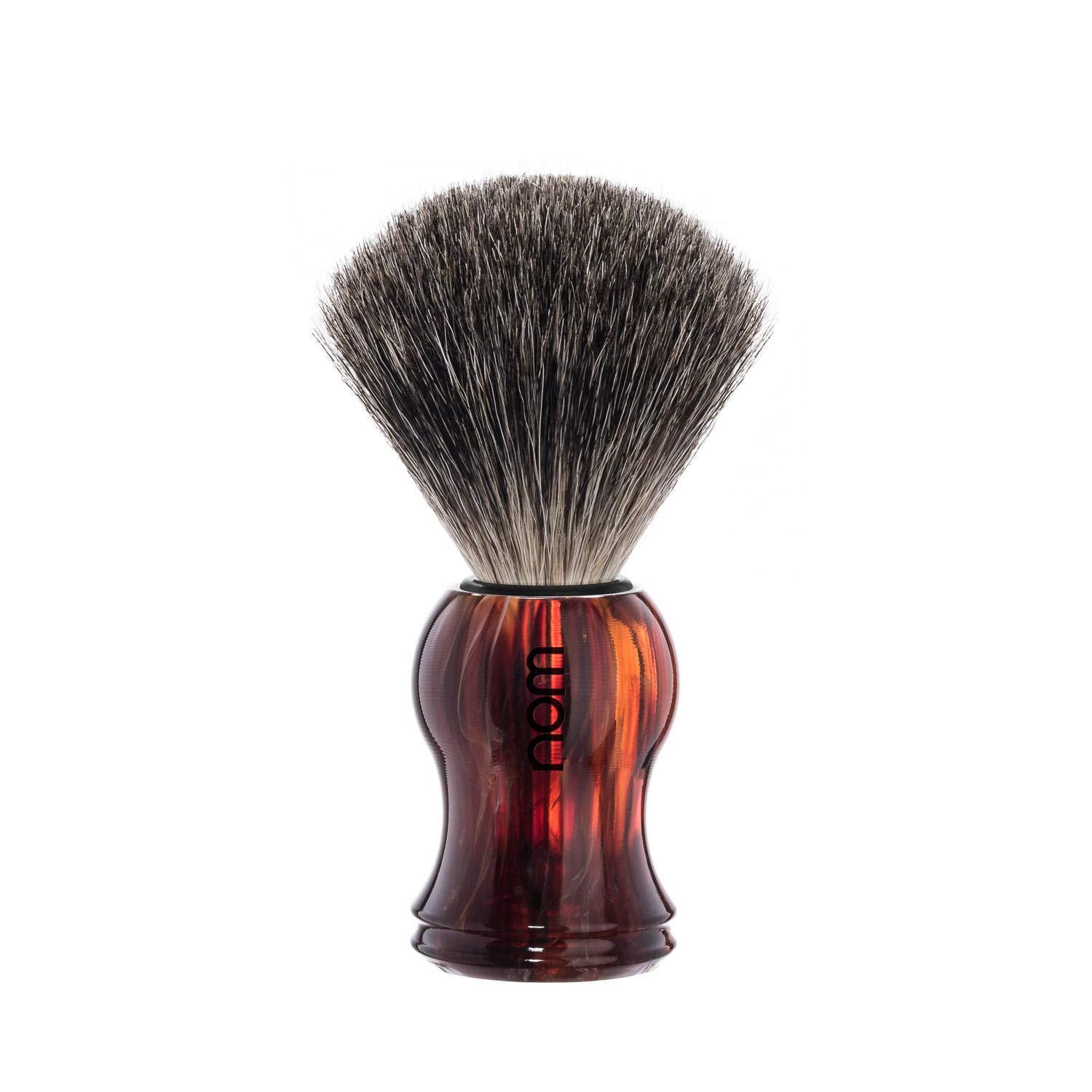 NOM Gustav shaving brush | Pure Badger Shave Brush for Shaving soaps and creams | exfoliating shaving brush | Havanna handle