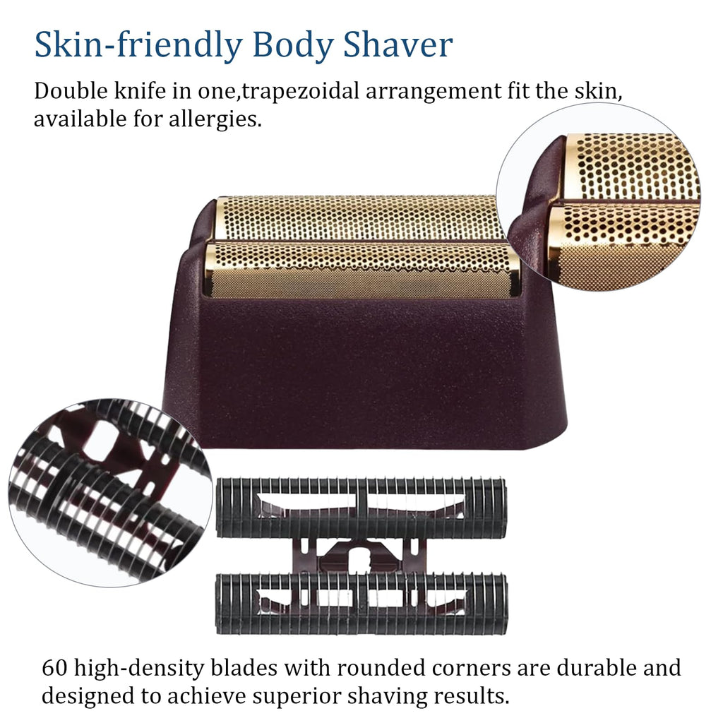 Professional Shaver Shaper Replacement Foil and Cutter Bar Assembly Compatible with wahl Shaver Foil 7031-100, 7043-100 5 Star Series Finale Shaver Super Close Shaving Replacement Heads, Red 1-Pack