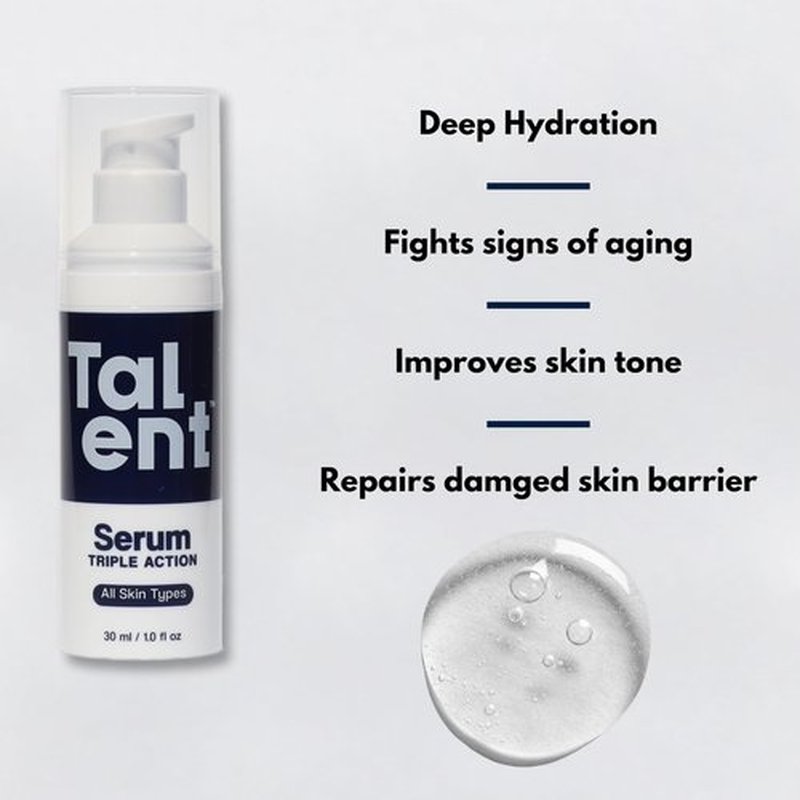 Talent Men's Triple Action Serum – Korean Skincare, EWG Verified, Fragrance-Free, Non-Greasy Anti-Aging Face Serum with Probiotics, 1.0 fl oz