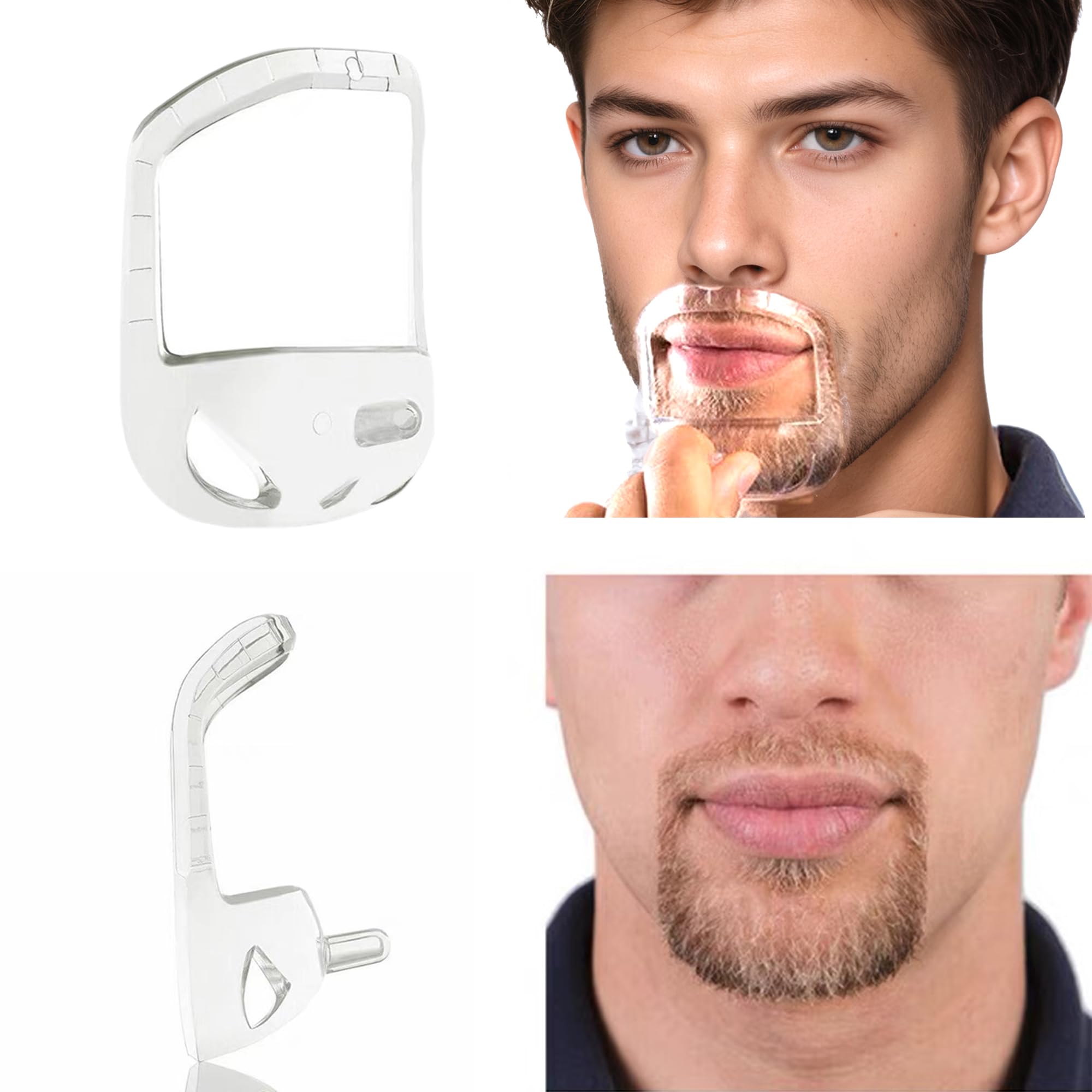 Beard Shaping Tool Set: 5 Size Goatee Shaper for Men, Goatee Shaving Template & Beard Guide Shaper, Mustache Grooming Kit Face Hair Styling Template for Precise Trimming