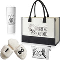 Cosblank 4 Pcs Bride Gifts for Bridal Shower – Bride or Die Bachelorette Gift Set, 20oz Stainless Steel Tumbler, Canvas Tote Bag, Makeup Pouch & Cozy Bridal Slippers, Wedding Morning Gift