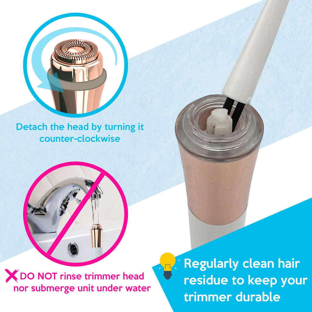 Facial Hair Removal for Women, Rechargeable 16mm Dual Ring Floating Head Blade Painless Electric Face Hair Remover, Face Shaver Razor & Trimmer for Upper Lip, Chin, 18K Gold-Plated / 360°LED Light