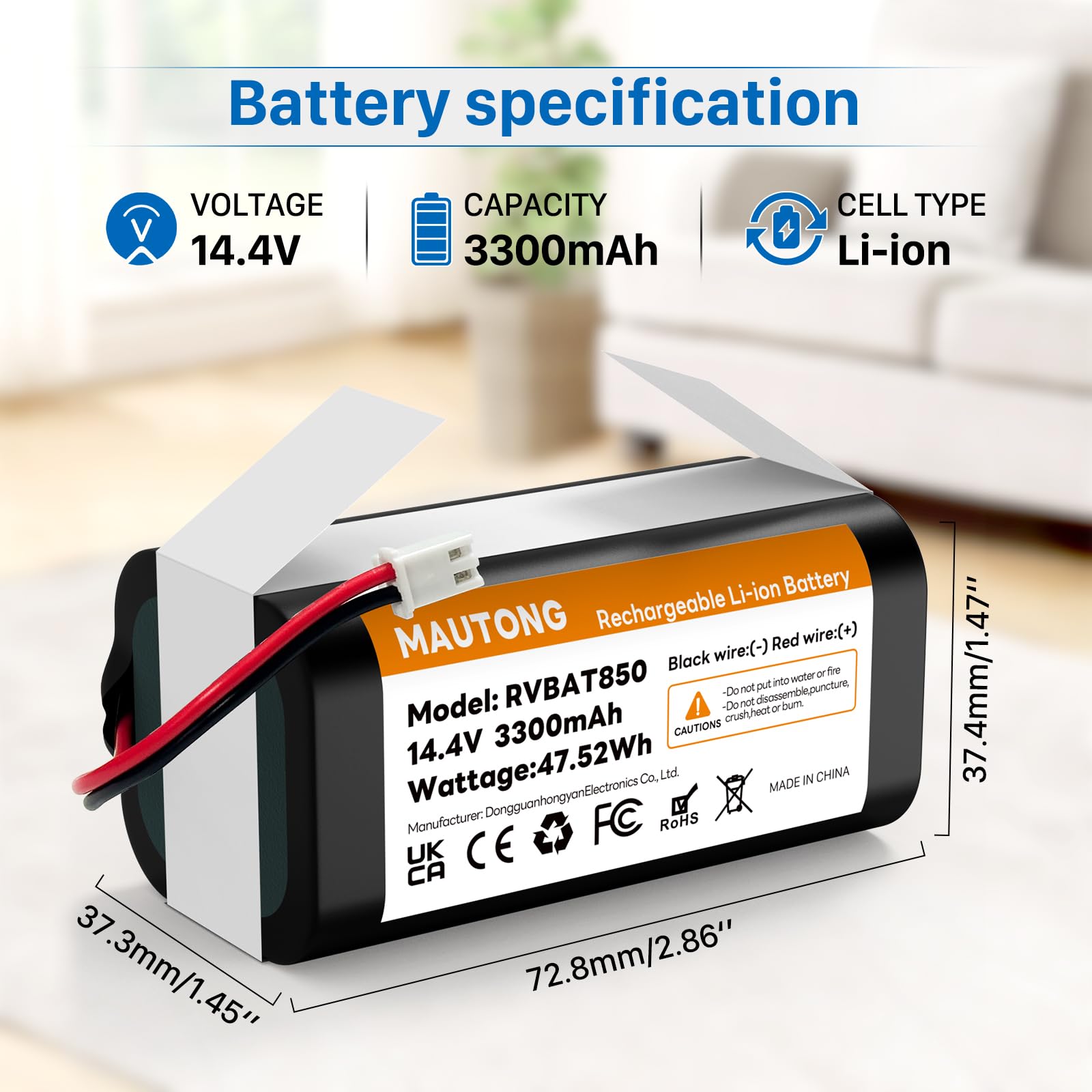 MAUTONG RVBAT850 Battery Replacement for Shark ION/IQ/AI Robot Vacuum