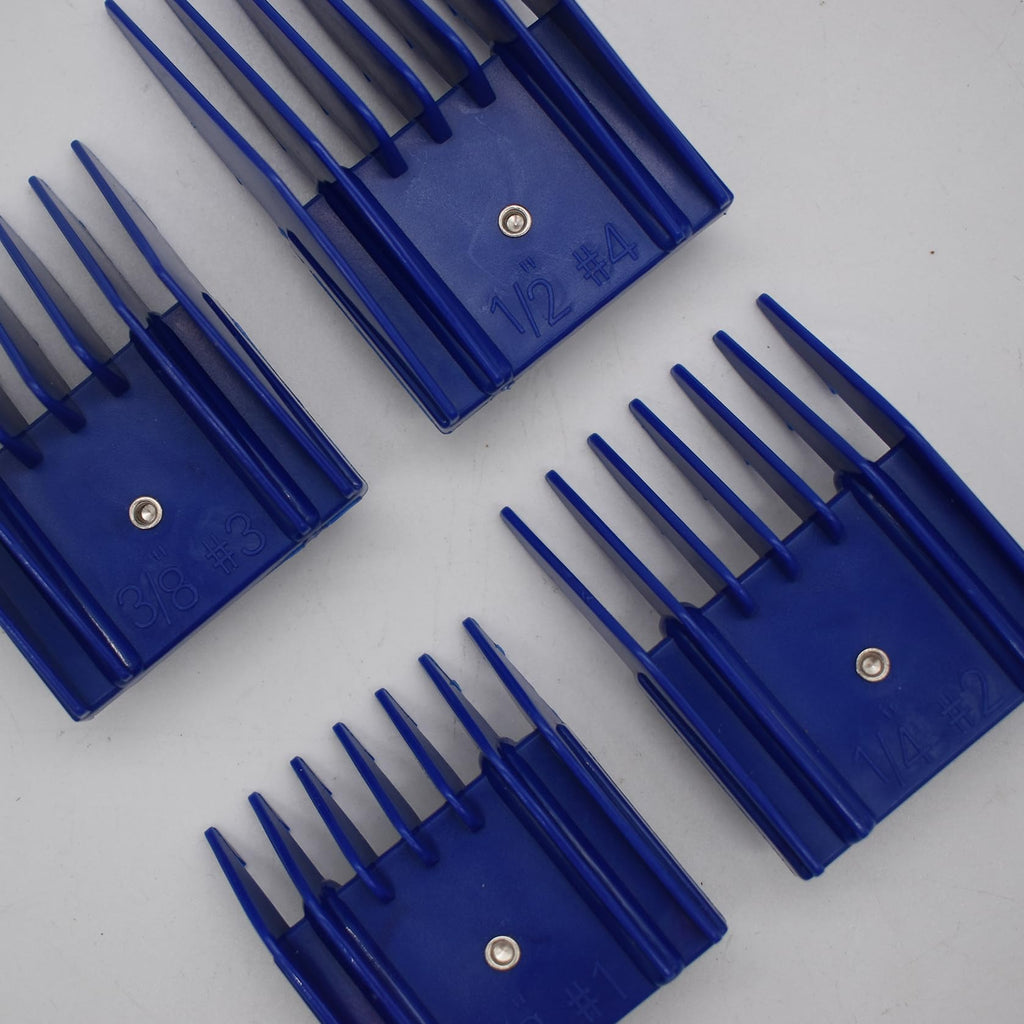 4 Pieces Professional A5-Style Animal Clipper Attachment Guard Guide Cutting Combs Set 76926-900, 1/8", 1/4", 3/8", 1/2", Compatible with Oster Classic 76 A5 Andis AG BG Wahl KM Pet Groomers (Navy)