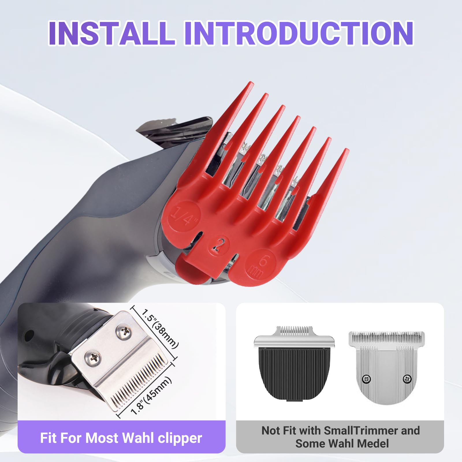 4Pcs Clipper Guards Set For Men,Barber Beard Trimmer Guards Holder,Barber Clippers Guards Accessories Compatible For Wahl(1/16" To 1/4")