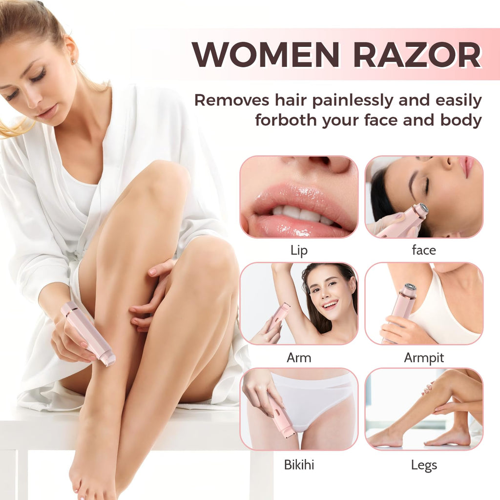 Pedersean Bikini Trimmer for Women, 2 in 1 Electric Razors for Women, IPX7 Waterproof, USB Rechargeable Wet and Dry Shaver, Suitable for Hair Removal All Over The Body