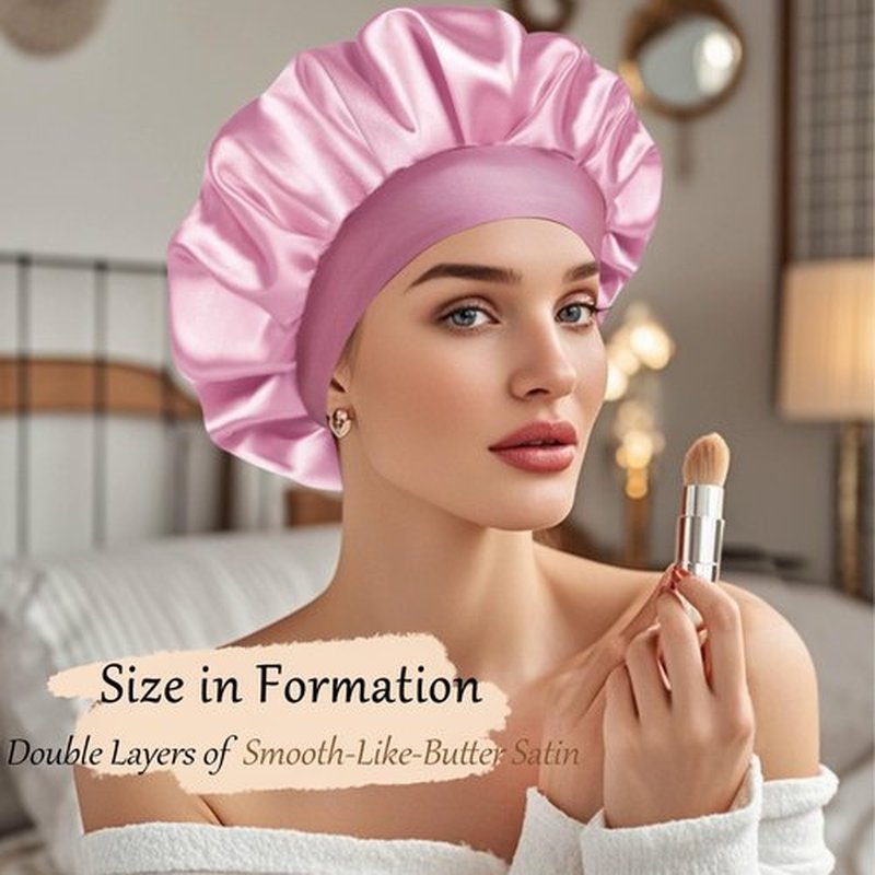 Doitory Satin Silk Bonnet for Sleeping, Soft Satin Lined Hair Bonnet for Women, Double Layer Sleep Nightcap for Natural & Curly Hair