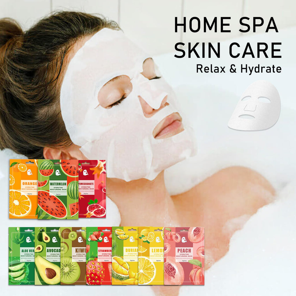 Face Masks Skincare,Hydrating Sheet Masks,Collagen Night Wrapping Mask,Facial Mask for Men&Women,with Collagen Essence and Fruit Extracts,Nourishing and Moisturizing for All Skin Types 10 Pack B7
