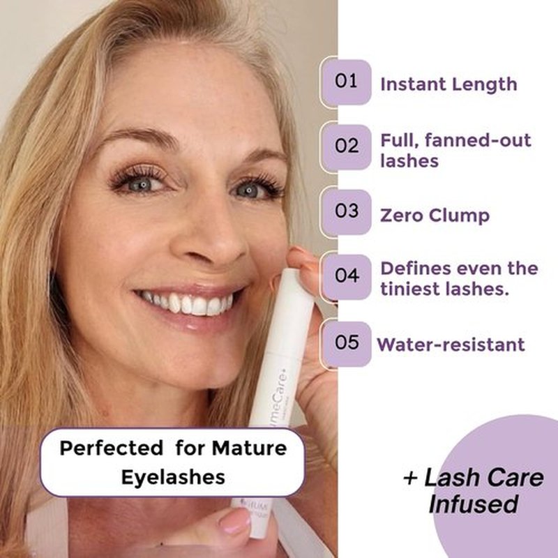Rumi Cosmetiques VolumeCare+ Mascara - Extreme Length & Volume 2-in-1 Formula | Hypoallergenic for Sensitive Eyes (Natural Black)