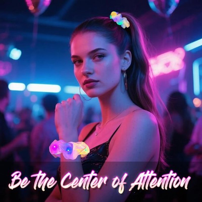 8 PCS Light up Hair Scrunchies, 3 Glow Modes, Hair Accessories for Women & Girl, Glow in the Dark Party Supply for Birthday Festival Rave Concert