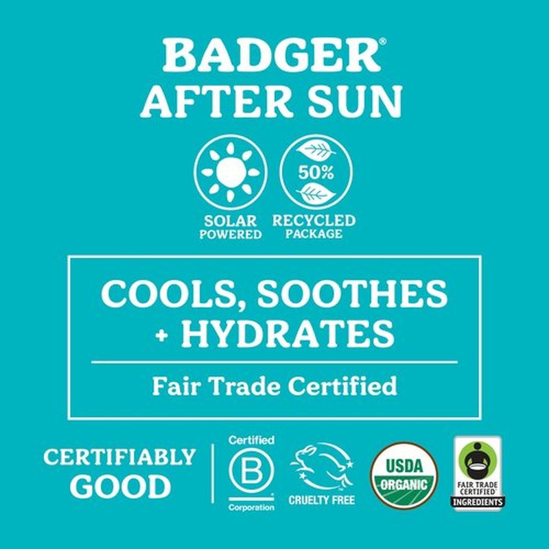 Badger Coconut AfterSun Balm, 100% Organic Soothing Sunburn Relief, Great Smelling, Moisturizing & Hydrating After Sun Skin Care, 2 oz Tin