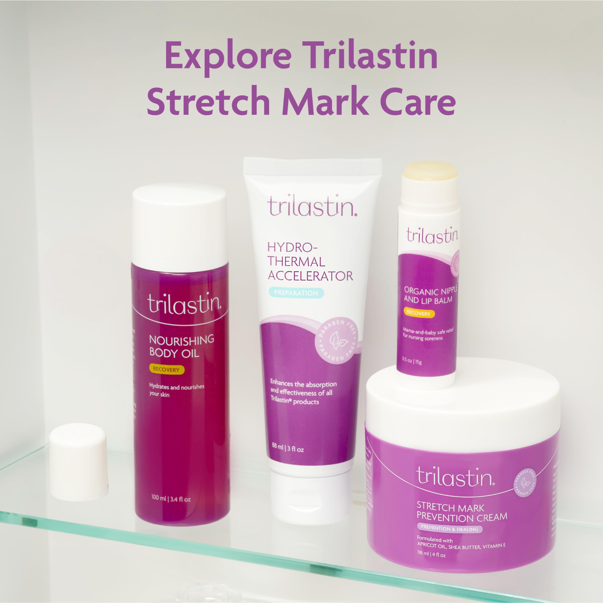 TriLASTIN Stretch Mark Cream – Collagen & Elastin Support Body Cream with Niacinamide, Vitamin C & Vitamin E – Hydrating Stretch Mark Lotion for Belly, Hips & Thighs – Unscented - 5.5 oz