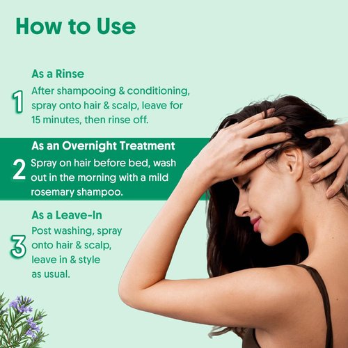 Aravi Organic Rosemary Water Hair Spray with Aloe Vera & Rice Water | Stimulates Hair Follicles, Boosts Hair Growth & Thickness, Reduces Hair Fall, Breakage & Dandruff | For Men & Women - 100ml